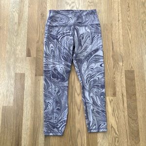 Athleta Women’s Transcend 7/8 Tight Leggings Gray Marble Swirl Nylon Pants